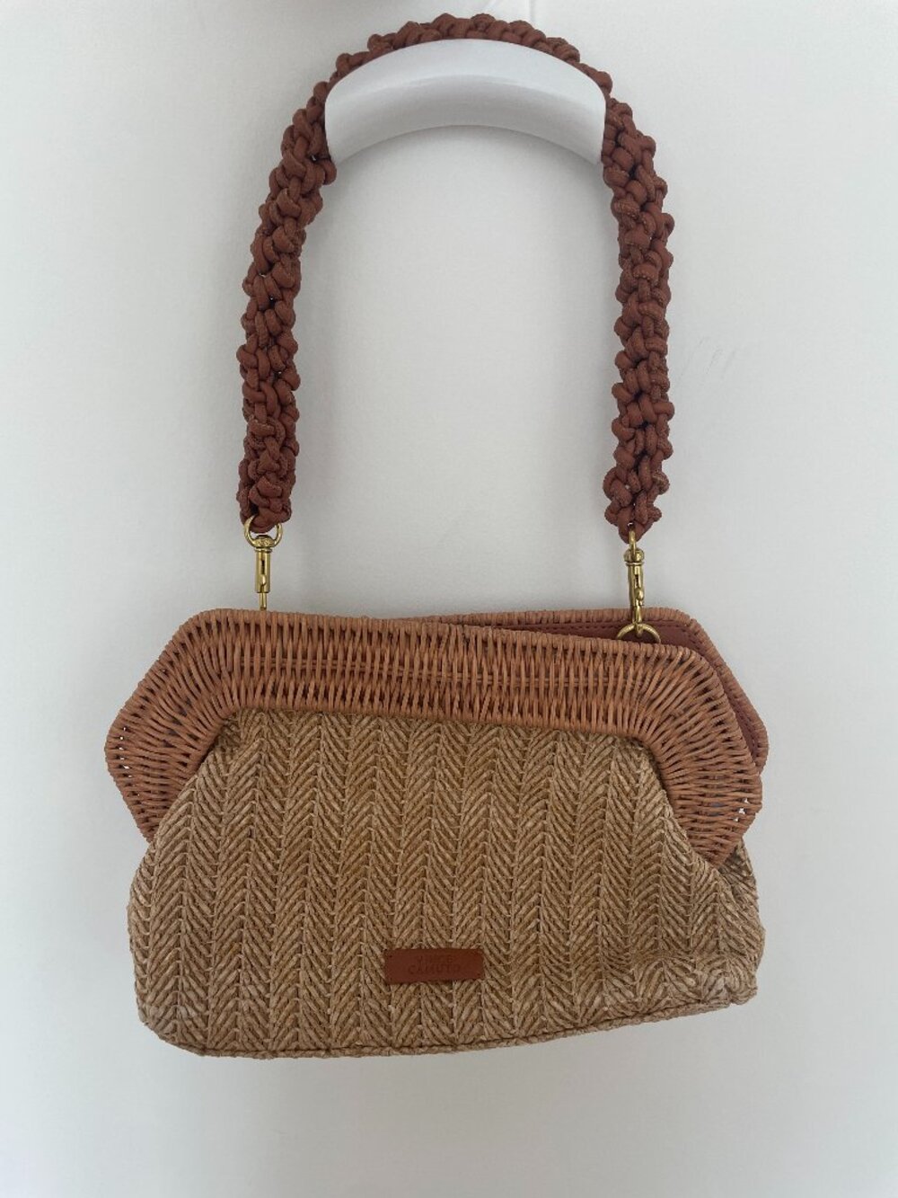 Vince Camuto Woven Straw Clutch Braided Shoulder Bag